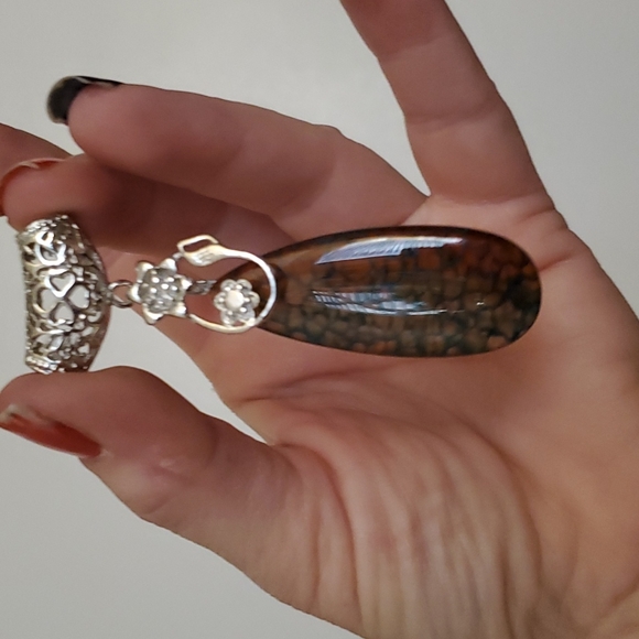 New Amazing Dragon Veins Agate Silver Pendant. - Picture 10 of 10